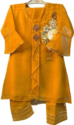 Peach Blossom Embroidered Dress for Girls (Age 6-10) – Elegant & Stylish Party Wear in Pakistan